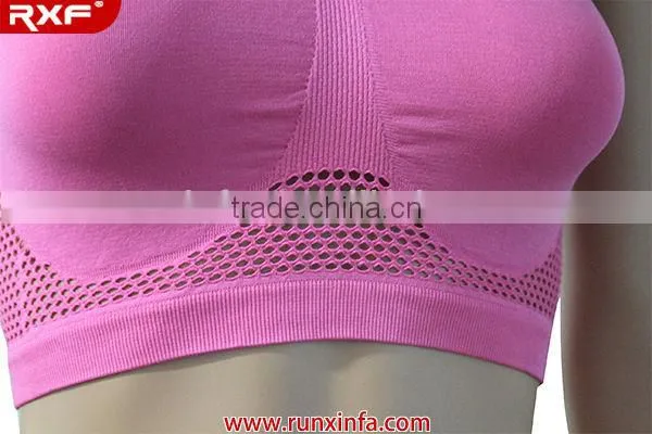 Ladies plain color seamless sport bra / sports bra with breathable mesh hole