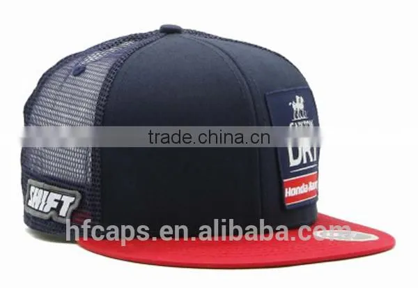 Racing Red Flat Brim Snapbacks Wholesale Mesh Hats