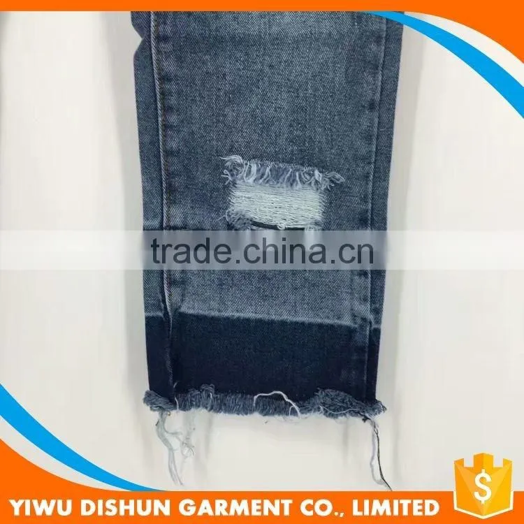 Women latest design straight pants jeans with holes