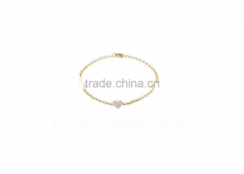 Gold Plated Designer CZ Studded Heart Bracelet