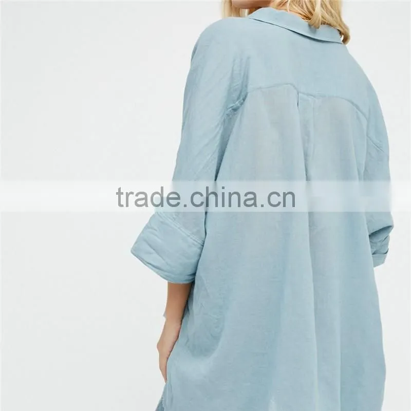 2017 OEM Ladies Common Clothing Lightweight Slouchy Cotton Blouse