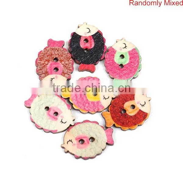 Wood Sewing Buttons Scrapbooking 2 Holes Fish Animal At Random