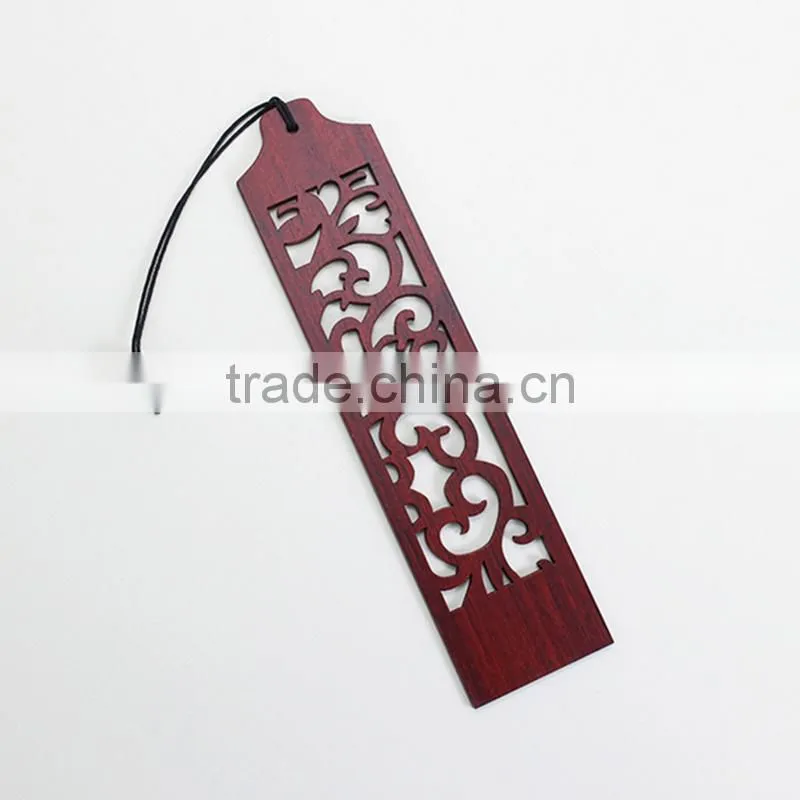 Chinoiserie Craft Flower Through Carved Wooden Bookmark
