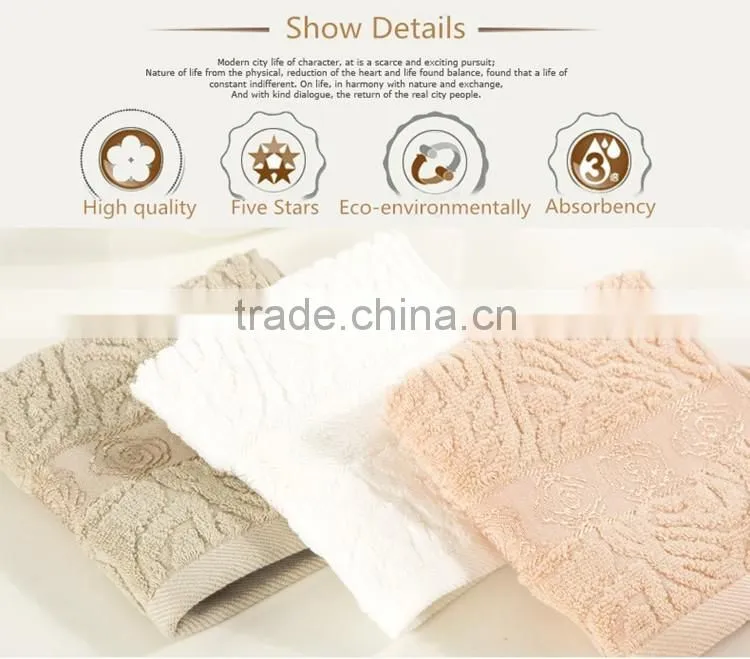 custom emboss logo hotel bath face hand towel