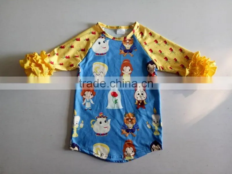 Factory in China kids tops spring long sleeve icing shirt children easter bunny shirt baby girls icing ruffle shirts