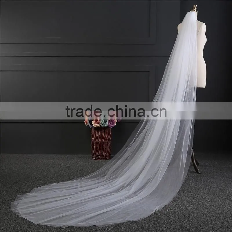 2017 wholesale new grance long lace bridal wedding veil Tulle