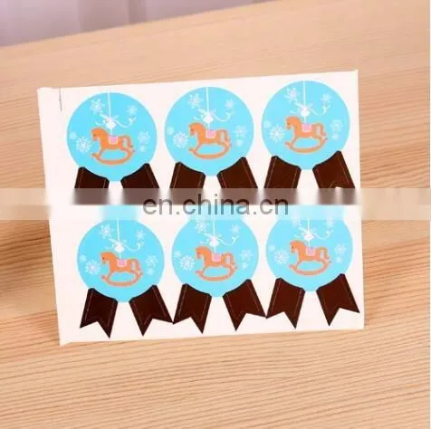 Cute Badge Shape Rocking Horse Bag Label Baking Bag Sealing Sticker Baby Shower Gift Decoration Craft Packing DIY Material