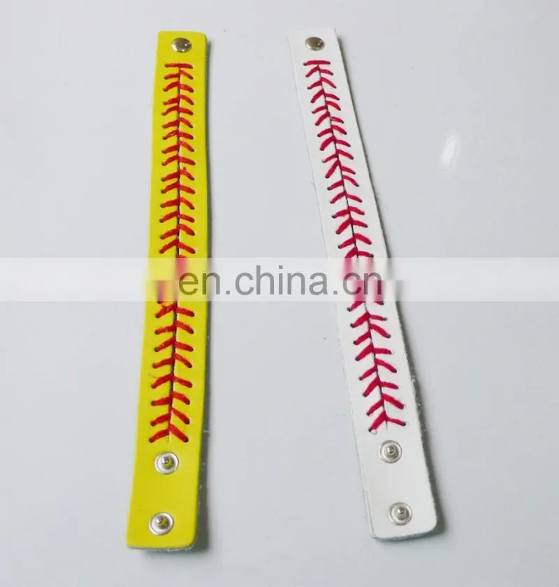 Popular Cheap Leather Sports Softball Bracelet