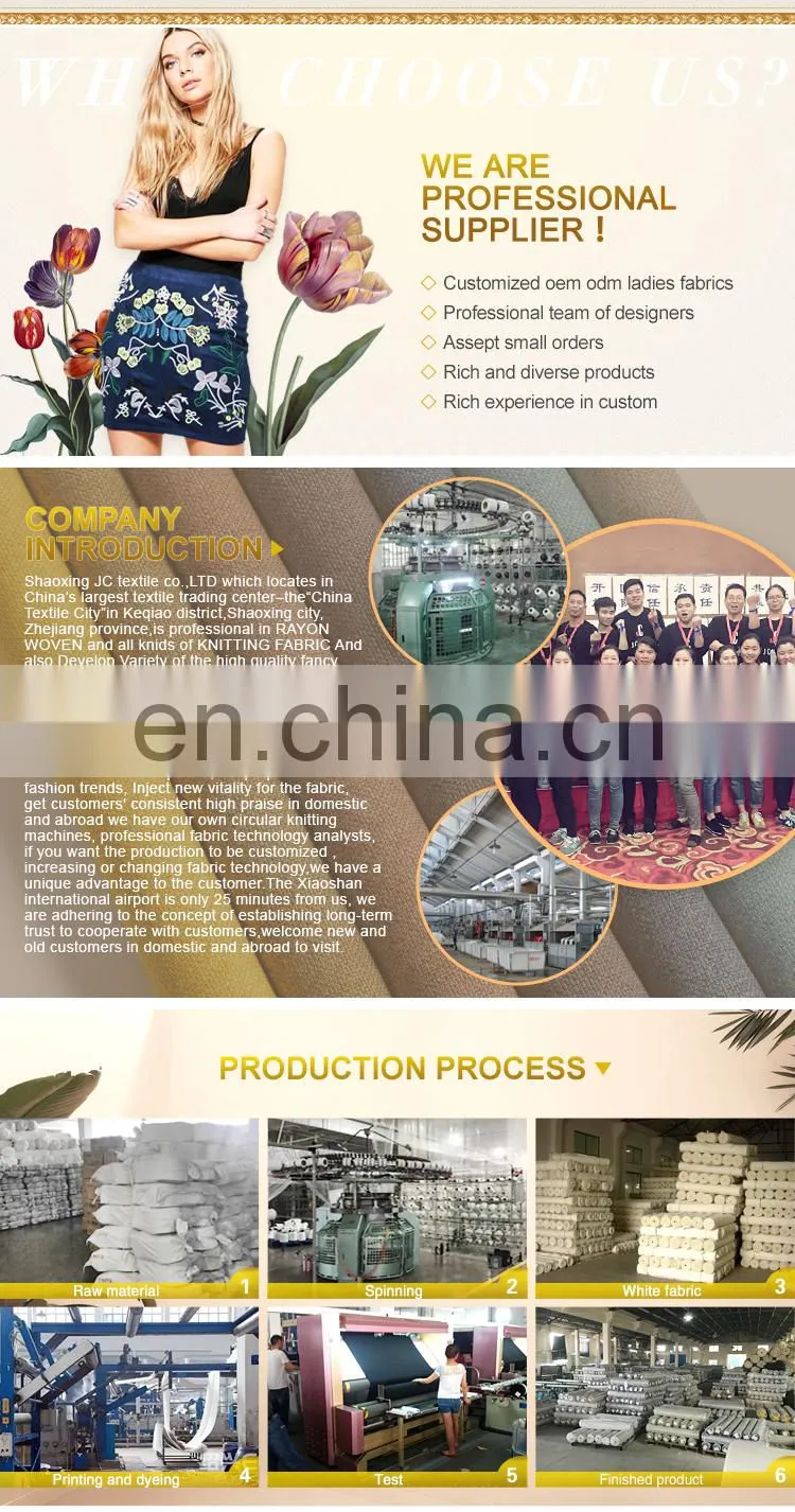 china supplier hot selling 100% rayon crepe fabric for lady dress