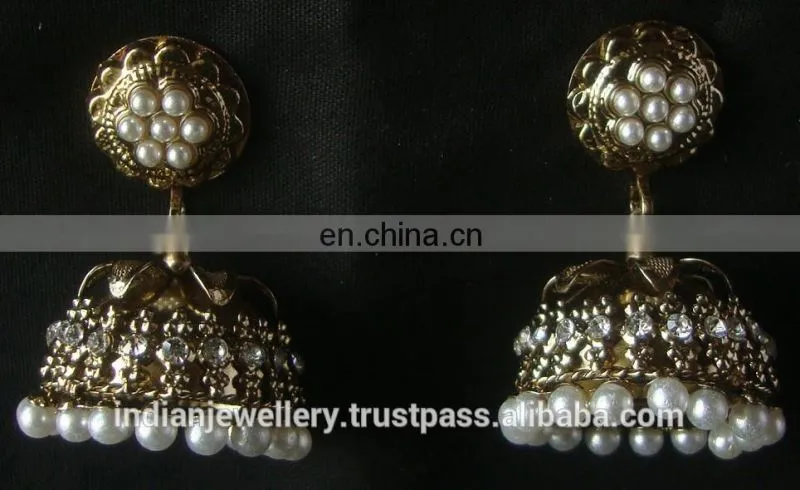 Indian Jewelry Jhumka Earrings, Big jhumka, Gold silver plated earrings Manufacturer