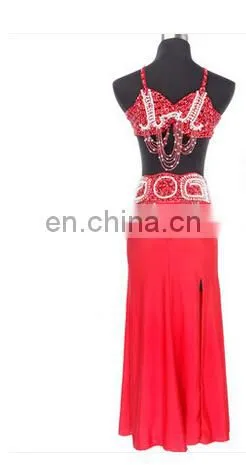 ET-124 Newest product ice silk sexy beaded 3pcs/2pcs children belly dance clothes wear set