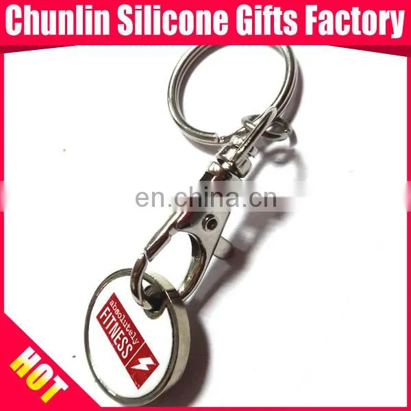 Custom metal shopping trolley coin keychain