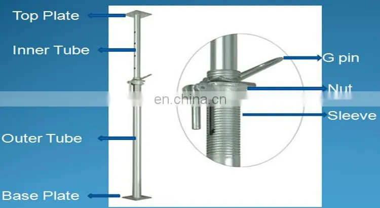 ASP-080 Telescopic Scaffolding Galvanized Trench Tubular Steel Shoring Props