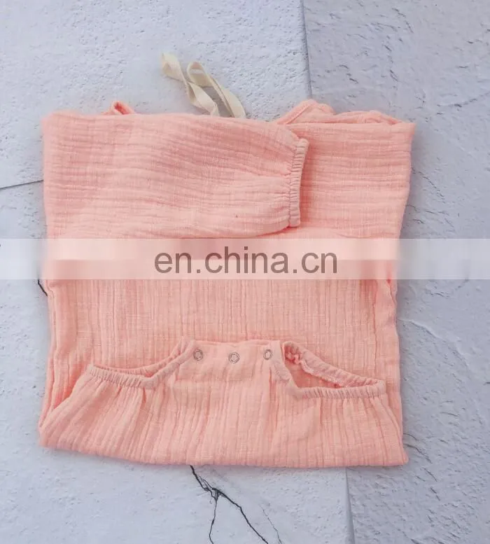 Wholesale Soft Cotton Full Sleeve Baby Girls Boys Linen Romper