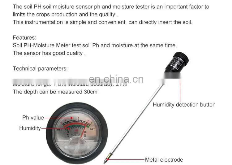 Portable Digital Soil pH Meter with long probe