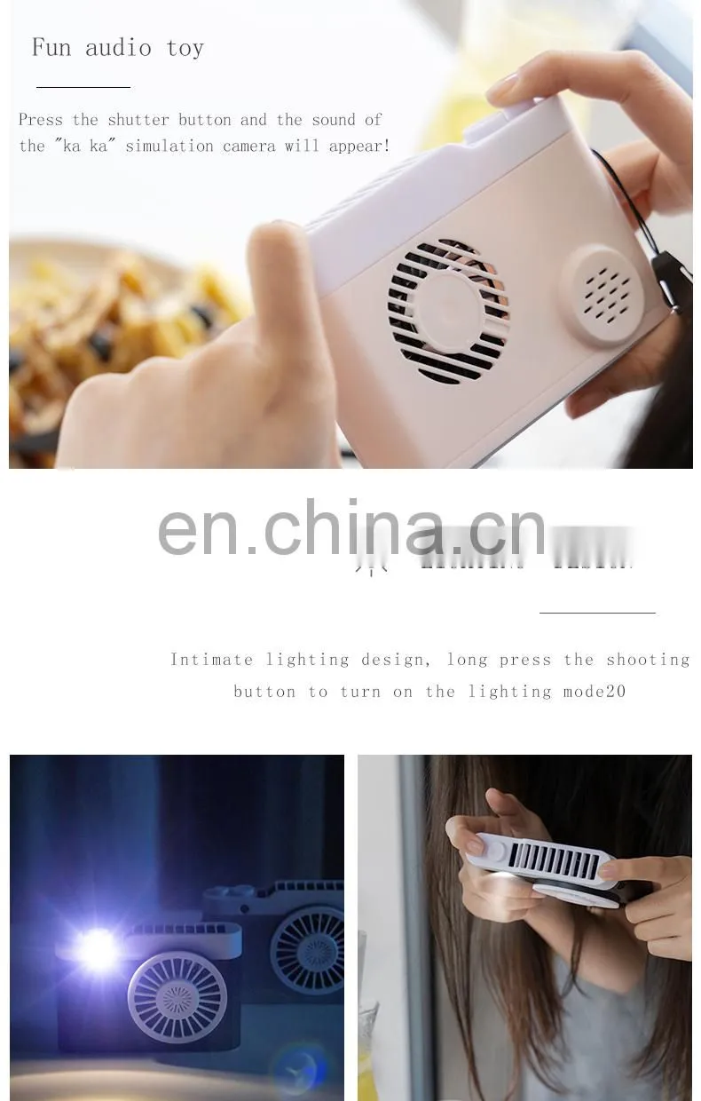 Summer Outdoor Camera Shape 3 Speed Car Hand Hold Power Banks Mini UBS Fans With Light
