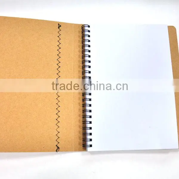 Hardcover stitching kraft non-woven notebook spiral notebook with pen