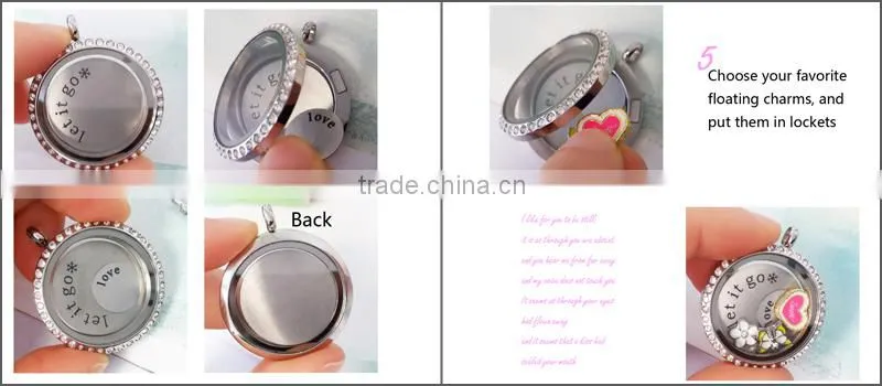 Alloy 30mm Round Glaze Key Chains Magnetic Memory Floating Locket Keychains