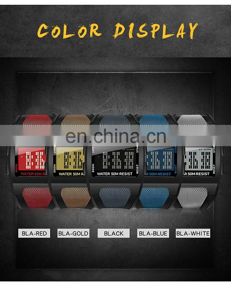 SANDA 222 Trendy High End Men's Digital Sports Watch Resin Strap Luminous Week Display Male Watches