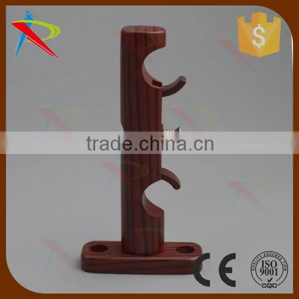 Wall install curtain pole double bracket with surface wooden plated