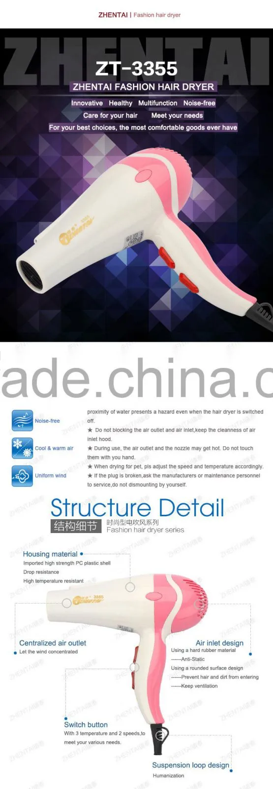 Quick Dry Hair Blower EMC Hair Dryer with SAA Certification