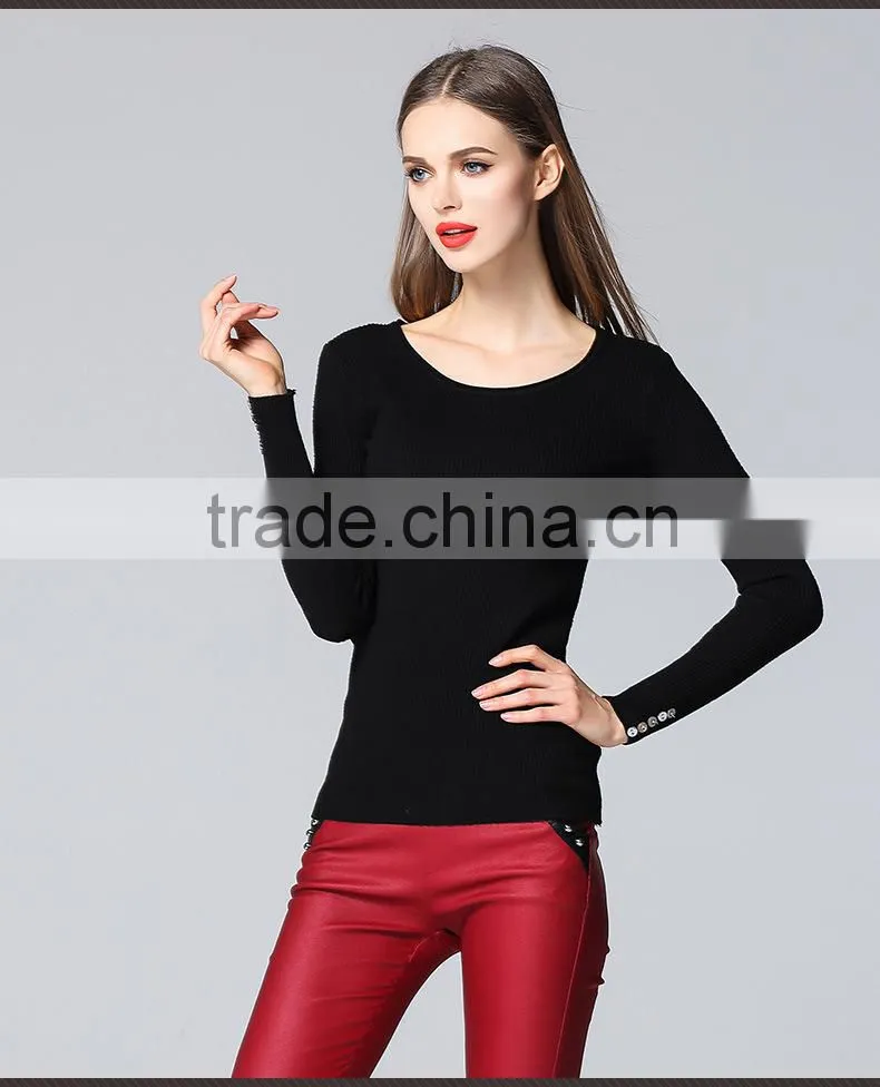 Fashion design sweater knit fabric big collar sweater for girls