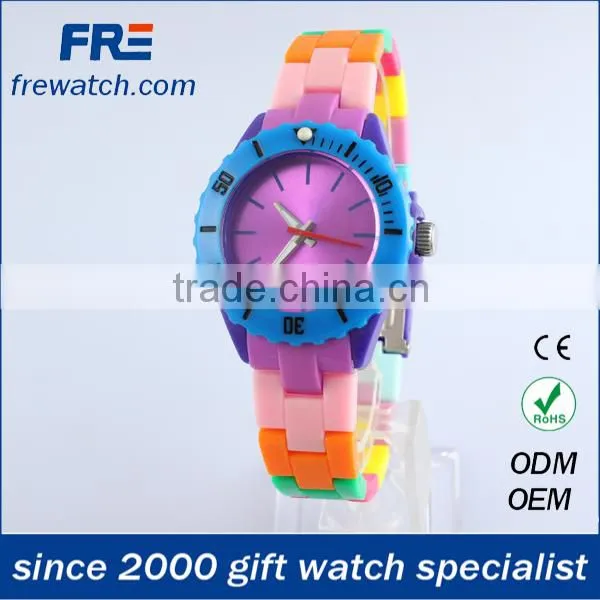 hot selling eco-friendly plastic watch with japan movement fashion plastic mixed color watch