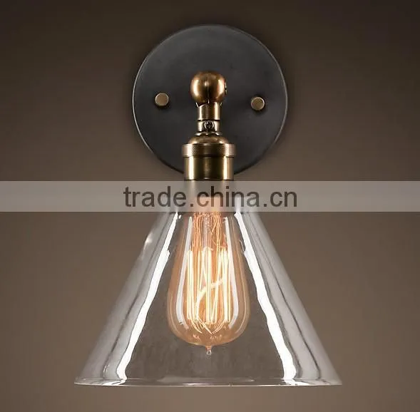 Antique Vintage Style Glass Shade Bell Sconce Wall Lamp