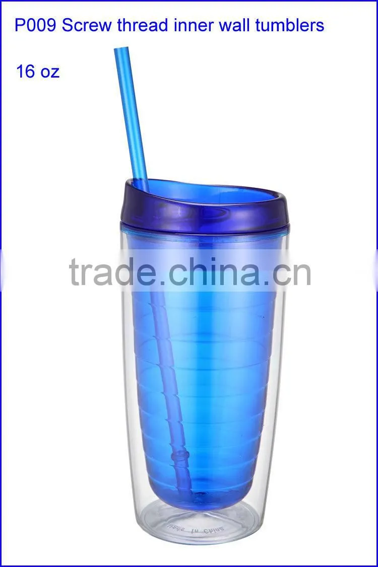 BPA free Acrylic double wall tumblers with straw new plastic cups FDA standard