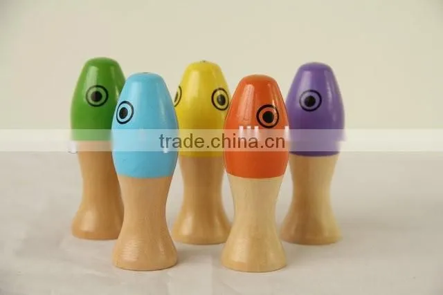 New fashion three in one wooden toy ring toss bowling fishing game