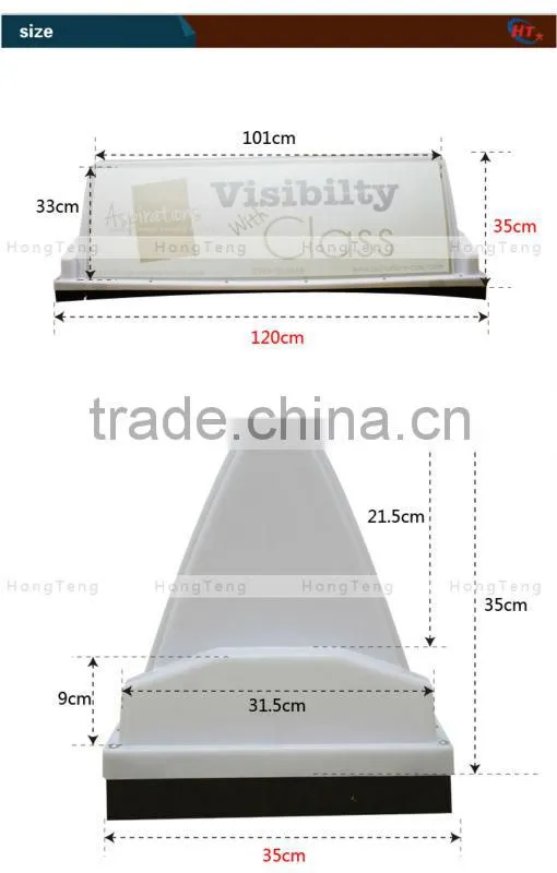 2015 High brightness taxi roof top advertising signs