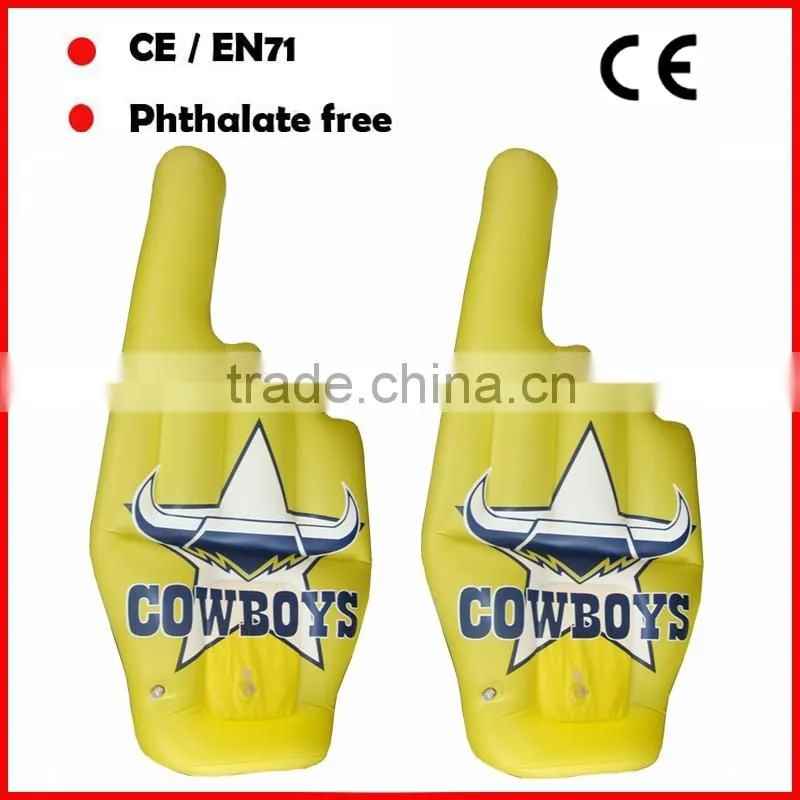 6P PVC inflatable victory hand with custom logo for promotion