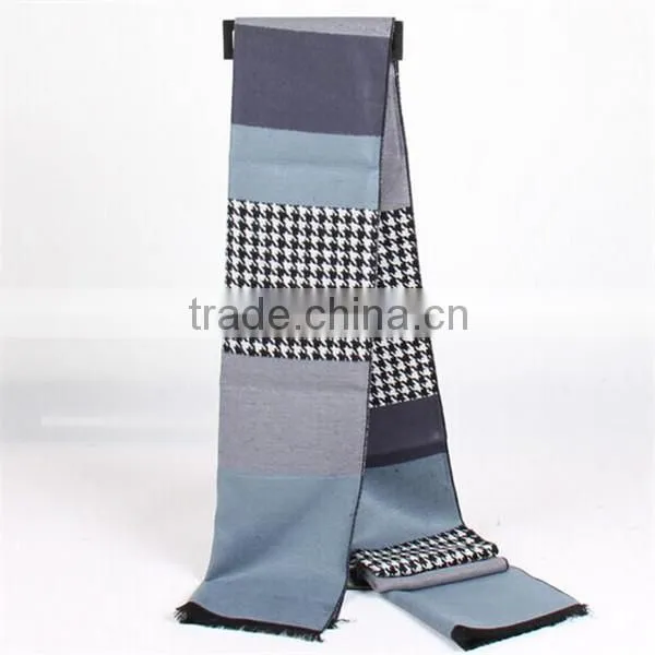 2015 new quality men fleece plaid long blanket scarf