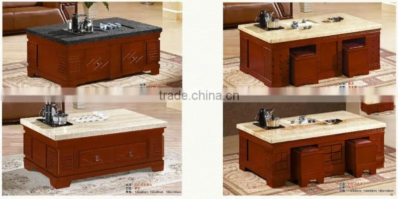Wooden side marble and granite top coffee table from China