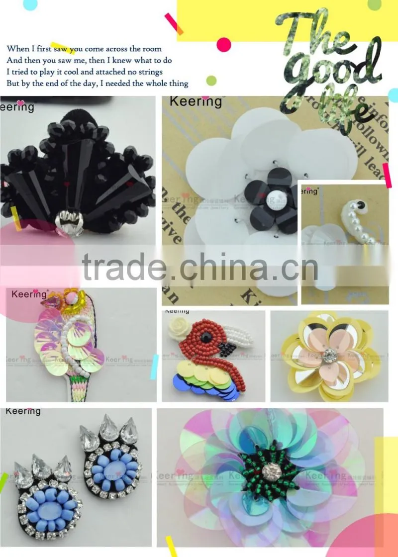 Beautiful bulk handwork sequin cool patch for shoes