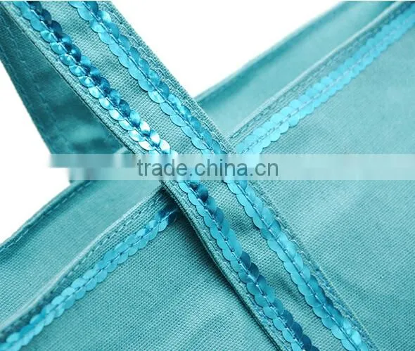 Personalized designer high quality sequins linen beach bag