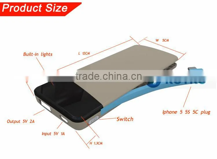 The Cheapest Portable Backup Battery Charger Build in Micro Cable 5600mah Mobile Power Bank Charger