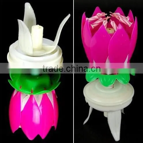 2014 hot sale flower birthday candle with music