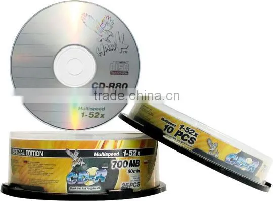 700M 52X Blank Empty CDR Disc A+ Grade Silver Color 50/100pcs Spindle