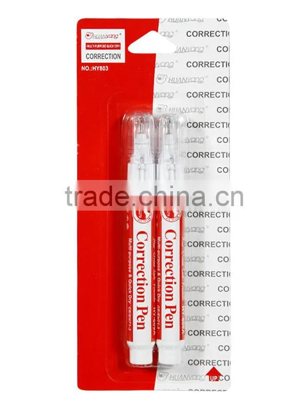 Fast drying Yiwu Market Office supplies 7ml Correction pen in blister card (HY-609A)