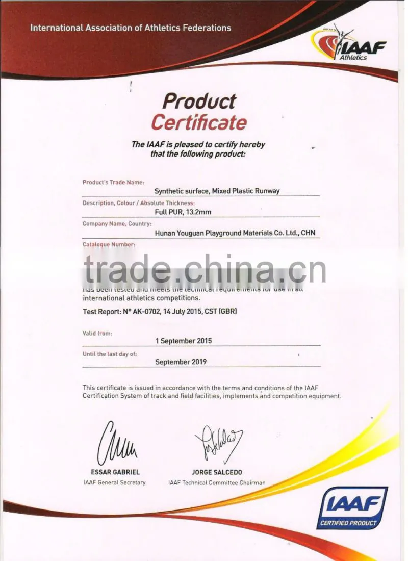 Environment Friendly IAAF Approved Prefabricated Rubber Running Track For 400