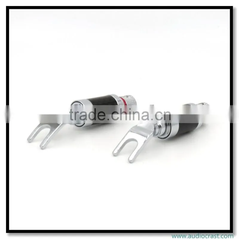 OEM Copper Rhodium Plated Carbon Fiber Speaker Cable Spade Terminal Connector Plug