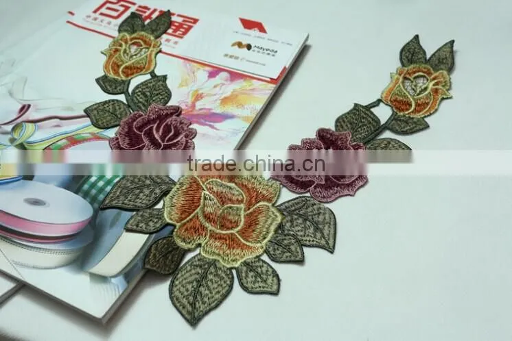 Women Multi-color E-thread Embroidery Lace Guipure Lace Collar for Tang Suit