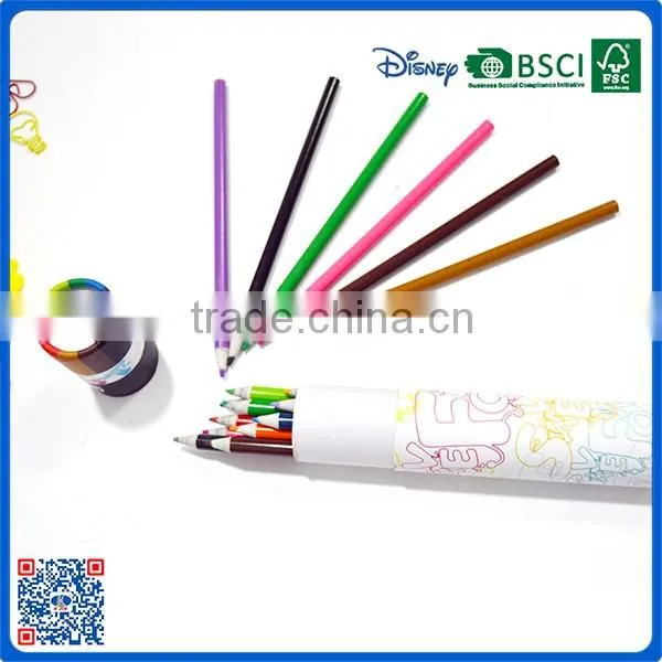 12 pcs 7 inch recyclable paper material colour pencils with oem logo
