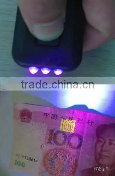 MINI 3 LED ABS Solar Power Rechargeable UV Flashlight Keychain