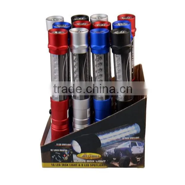 AAA Bettery 16+8 LEDS + 1 Laser Aluminum working light with Magnet