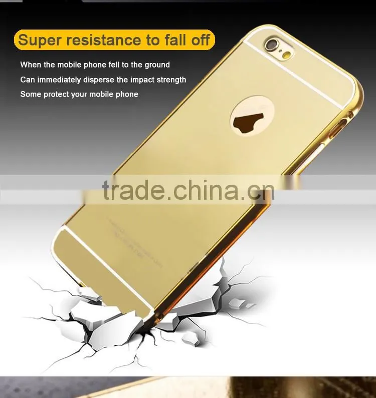 Plastic material cellphone accessory PC back mirror phone cover for iPhone 6 6s plus aluminum bumper case