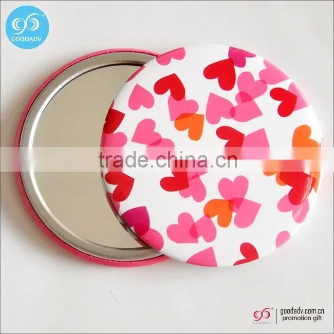 Promotion custom one side tin metal mirror wedding gift hand mirror