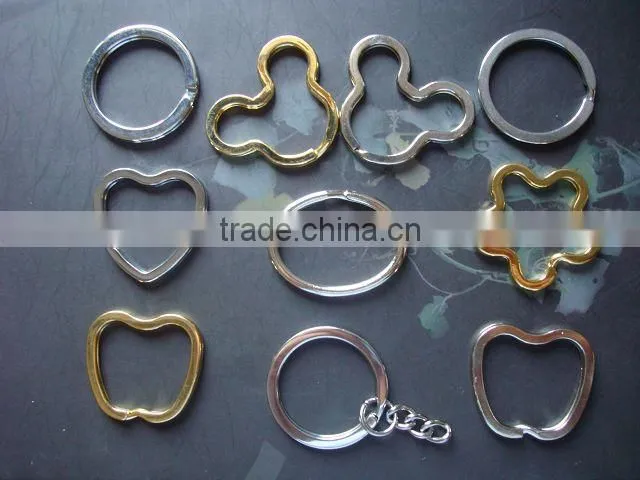 wholesale high quality shiny nickel color flat shape key ring