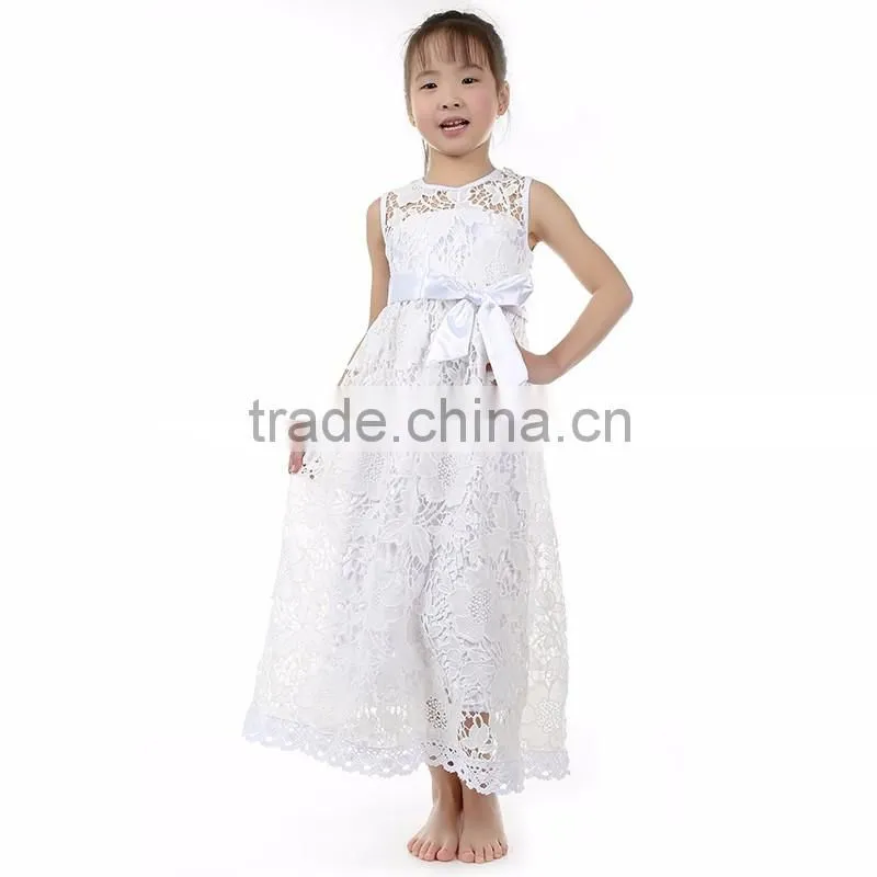 2016 Wholesale elegant toddler maxi evening parties frock embroidery flower long cotton designer baby dresses